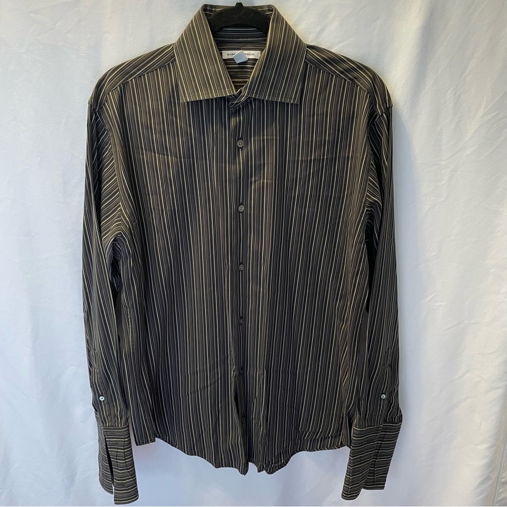 Banana Republic Striped Long Sleeve Dress Shirt Large Office Business‎ Workwear